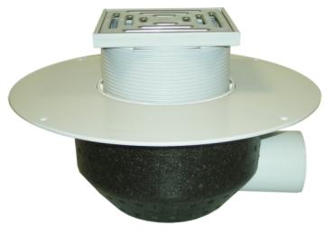 Dachablauf DN110 waagrecht mit PVC-Kragen. Begehbar-148x148mm/137x137mm  HL64BP/1